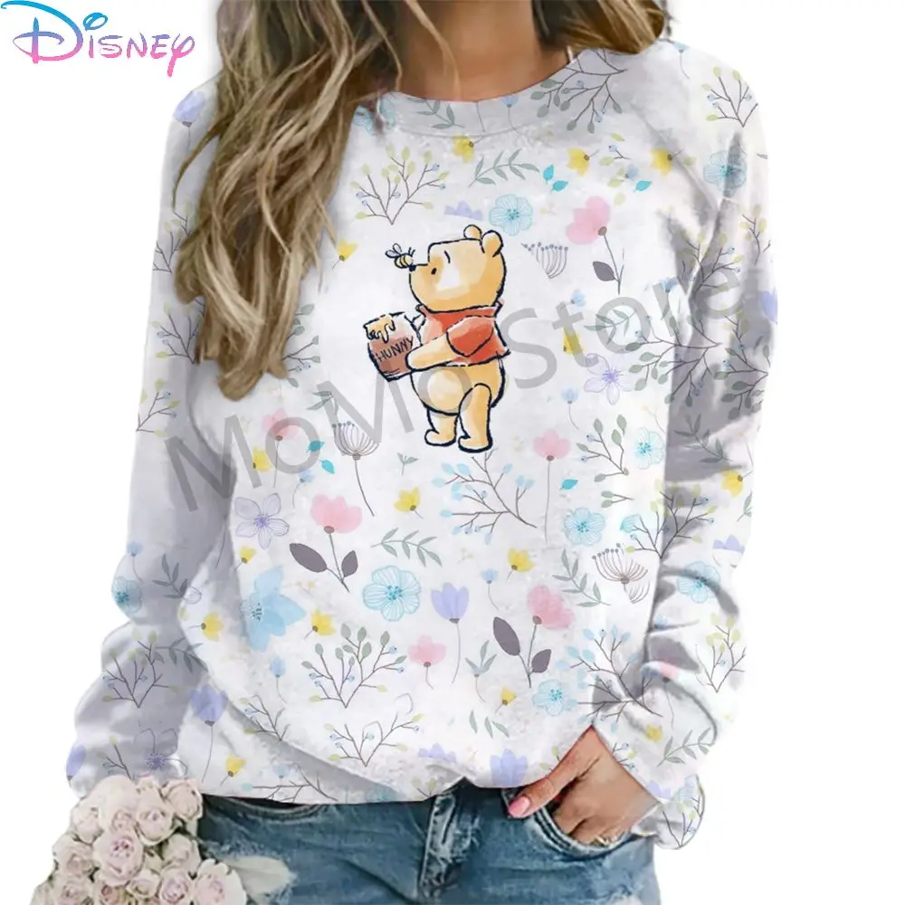 Women\'s Long Sleeve Sweatshirts O Neck Disney Winnie The Pooh Autumn Y2k Clothes S-3XL High Quality Streetwear 2024 Fashion New