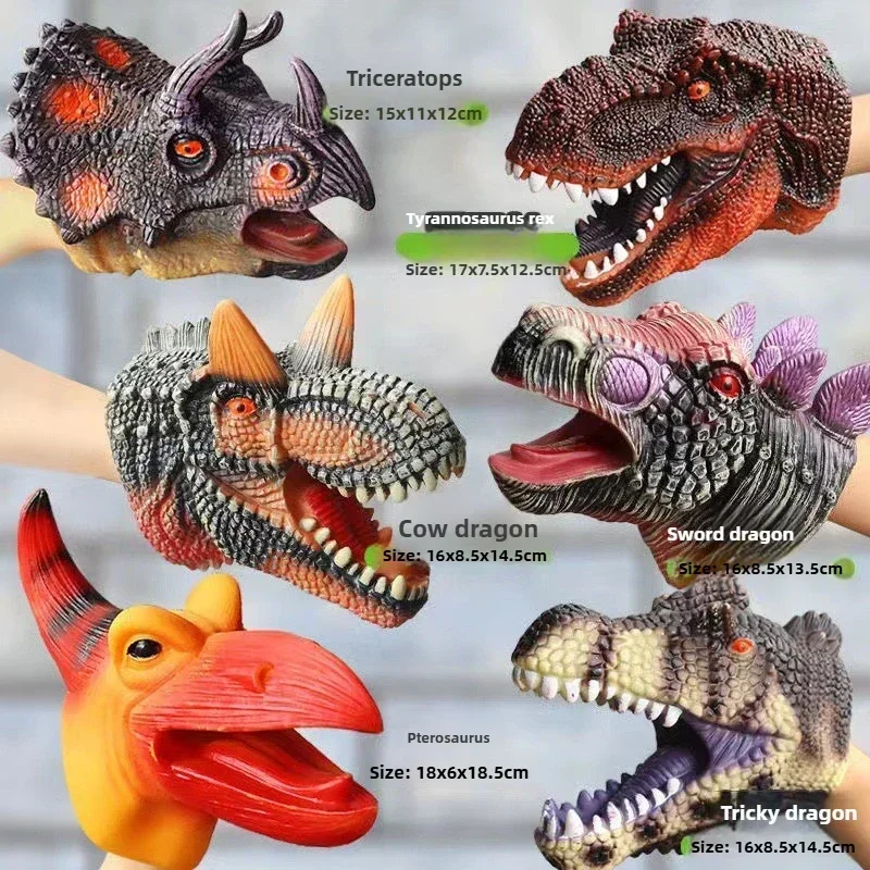 Hand Puppets Dinosaur head Model Toy T-Rex Dino Jurass Shark Tiger Park Dolls Dinosaur Worlds Soft Toy for Boys Kids Gifts