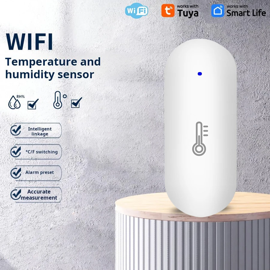 

Tuya Wifi Temperature & Humidity Sensor APP Remote Monitor For Smart Home Precise Readings emperature & Humidity Sensor