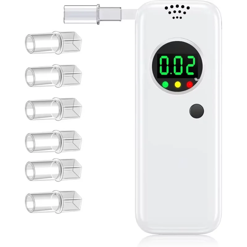 Алкотестер профессионального уровня, тестер алкоголя с ЖК-цифровым дисплеем для дома и вечеринки, 6 мундштуков Алкотестер профессионального уровня, тестер алкоголя с ЖК-цифровым дисплеем для дома и вечеринки, 6 мундштуков