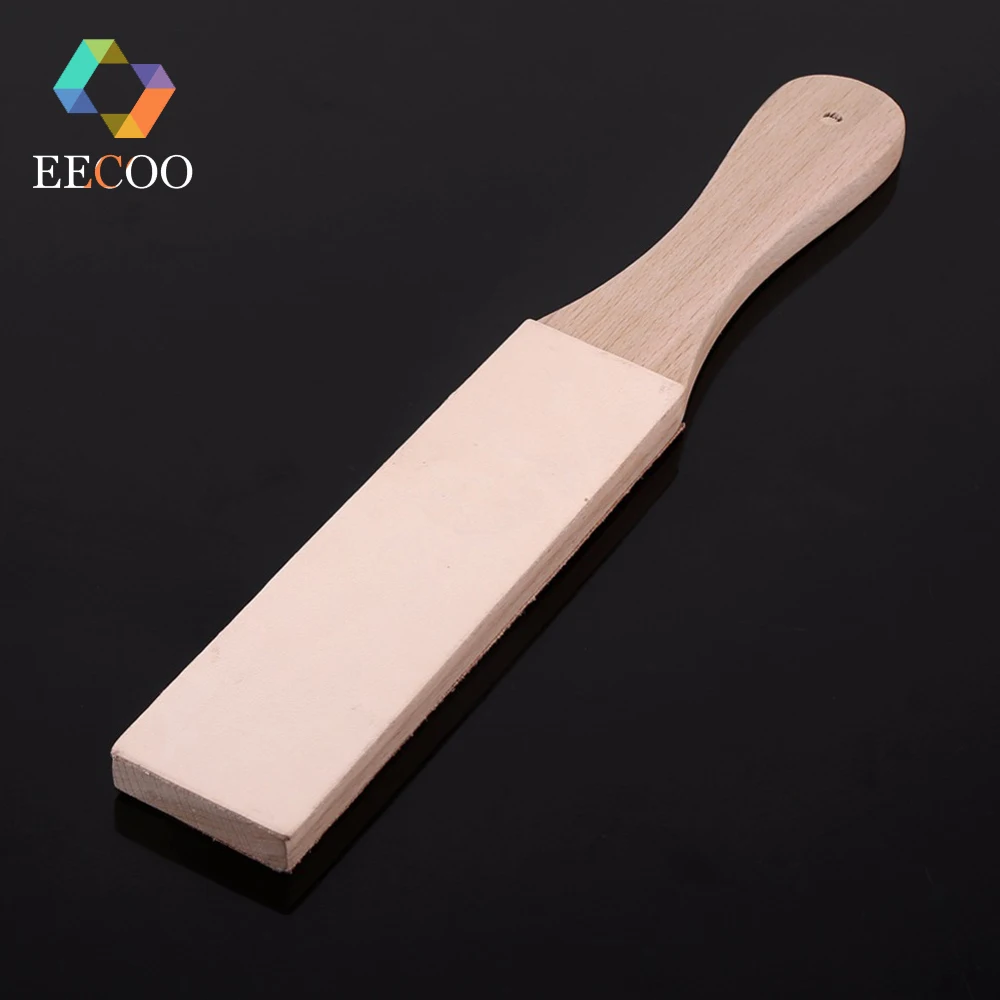 EECOO Leather Sharpener Knife Sharpener Wooden Handle Leather Polish Sharpening Strop Tools Handmade Polishing Board Blades tool