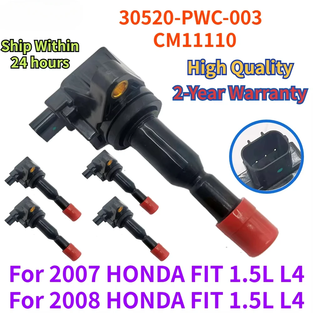 1Pcs 30520-PWC-003 UF581 CM11-110 for 2007-2008 Honda Fit 1.5L L4 Car Ignition Coil C1578 5C1635 E1081 IC661 Ignite Systems