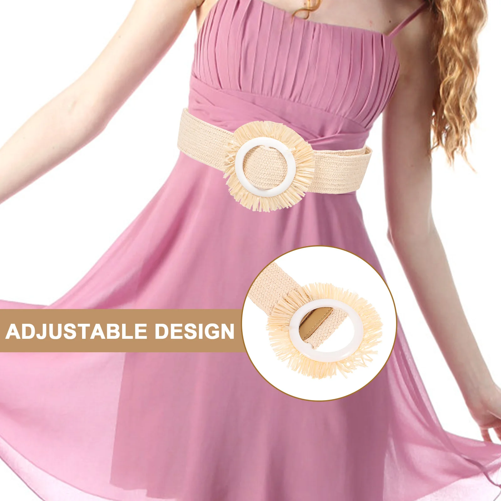 

Elastic Woven Belt for Women Ladies Beige Stretchy Decorative Waist Belt for Dress Jeans Unique Design Comfortable Durable