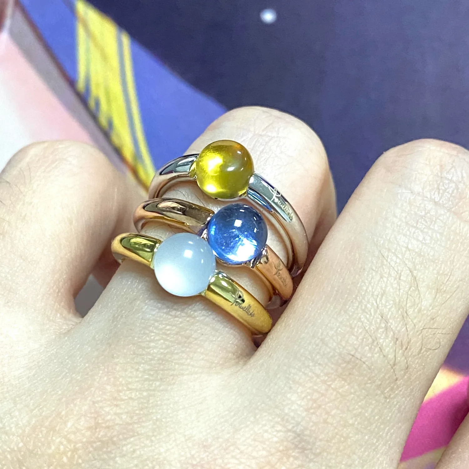 Ring 23 Colors Simple Round Candy Style Ring Gold Plated Natural Crystal Ring For Women Candy Ring Birthday Gift