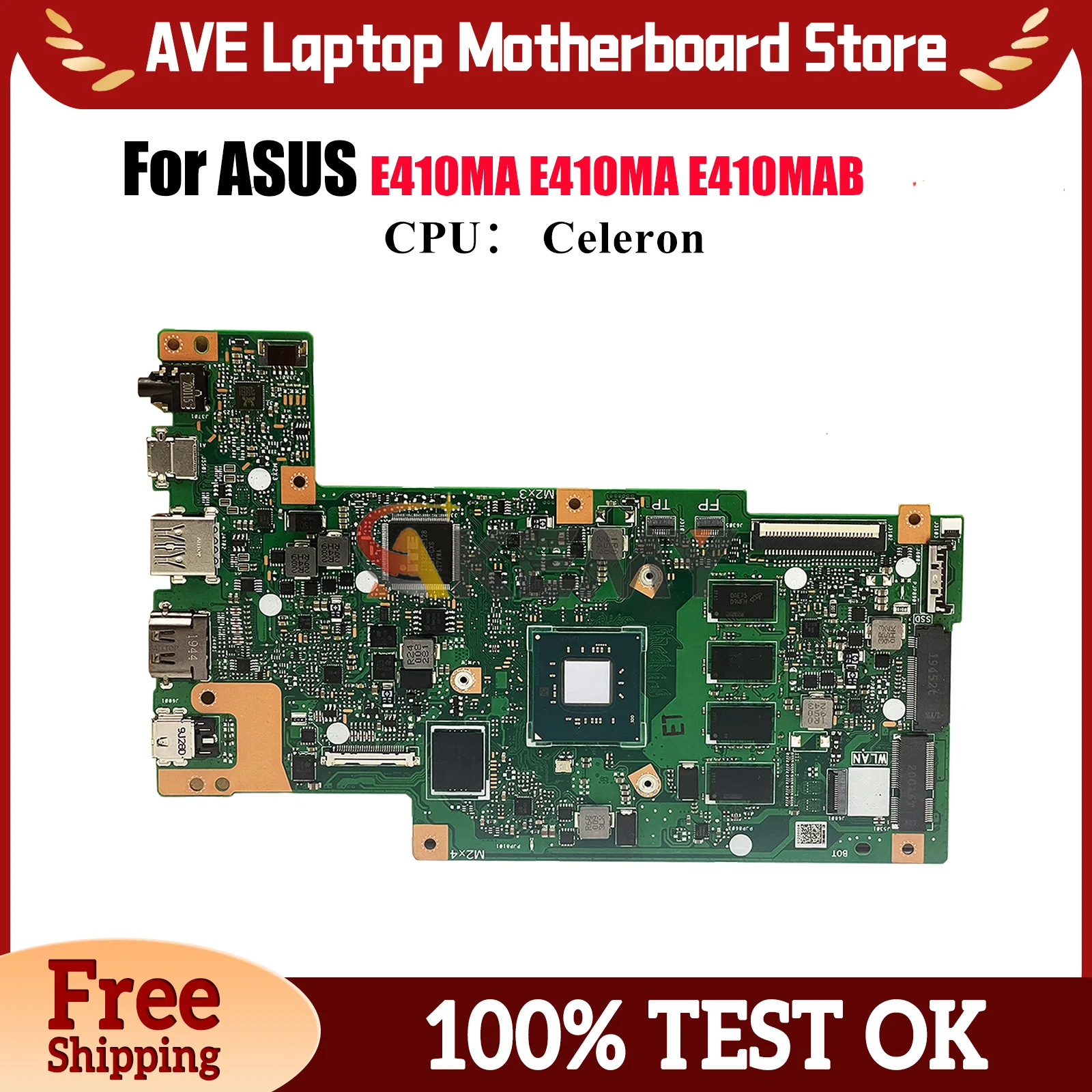 

E410MA Материнская плата для ноутбука ASUS EeeBook E410MAB E410MA E410M Материнская плата для ноутбука с процессором Celeron 100% тестирование ОК быстрая доставка