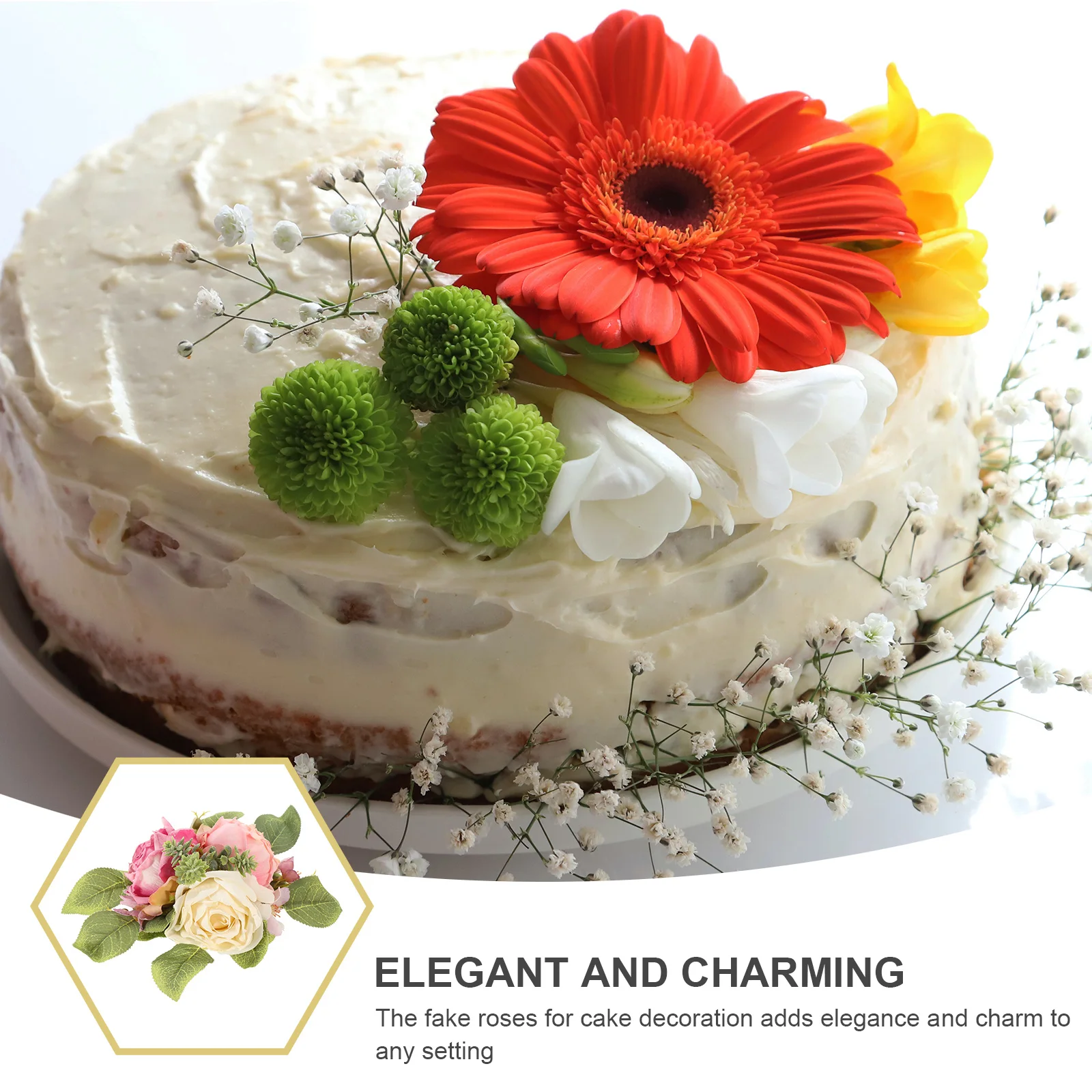 

Simulated Ornament Cake Flower Decor Fake Flower For Party Table Decoration Elegant Wedding Bridal Shower Holiday