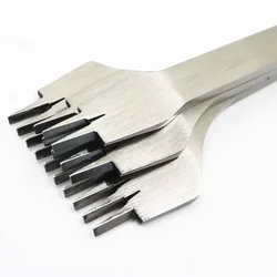 Leather Craft Punches Tool Set Pricking Iron French Chisel with Polished Prongs 2.7/3.0/3.38/3.85mm for Punching Stitching Holes
