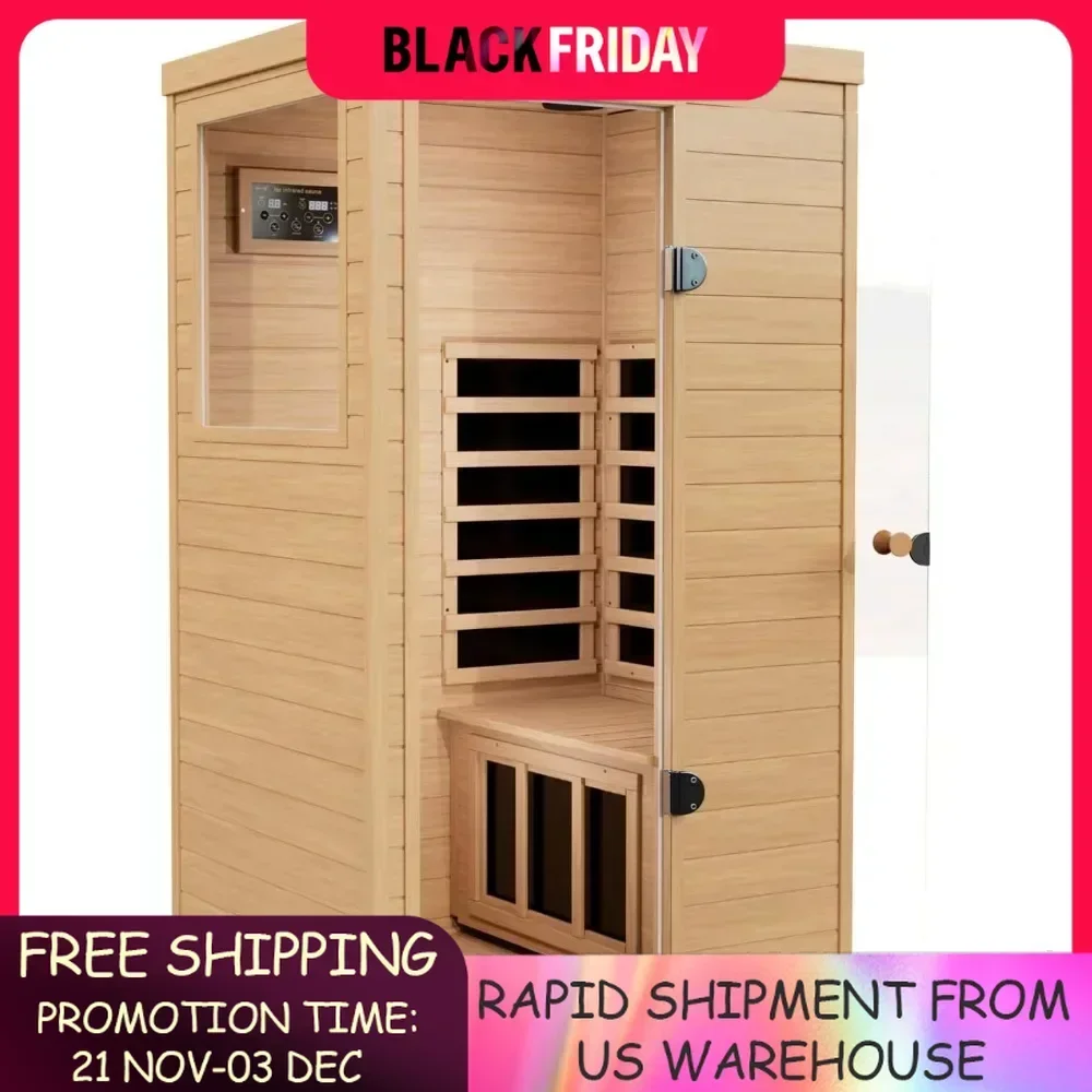 

Infrared Sauna,1 Person Far Infrared Sauna for Home,with 1050W Indoor Sauna,2 Bluetooth Speakers, 1 LED Reading Lamp Sauna Room