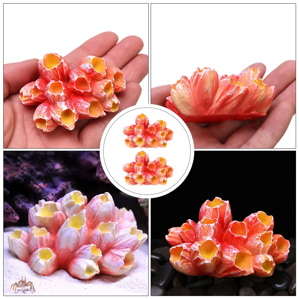 

2pcs Artificial Sculpture Aquarium Ornament Resin Coral Statue Lifelike Fish Tank Decoration Eco-Friendly Coral Craft For Home