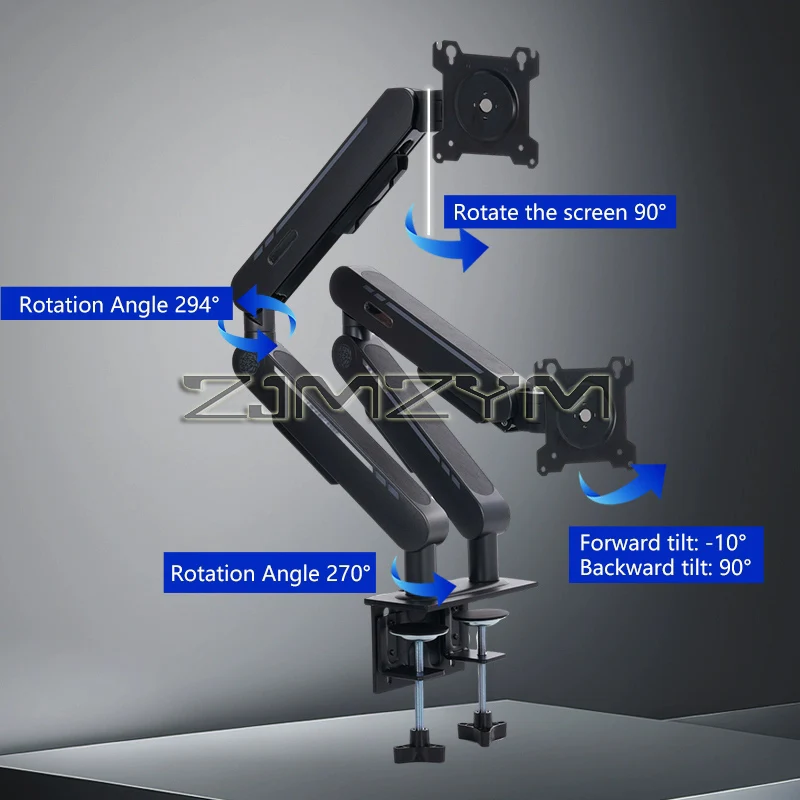 Dual Monitor Stand with C Clamp Wall-Mounted Dual Monitor Arm Expandable Display Bracket for Home Office