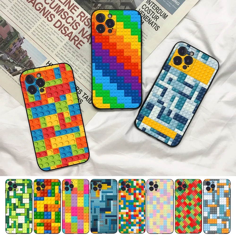 L-Lego Bricks Background Phone Case For IPhone 16 15 14 11 12 13 Mini Pro XS Max Cover 6 7 8 Plus X Funda Shell