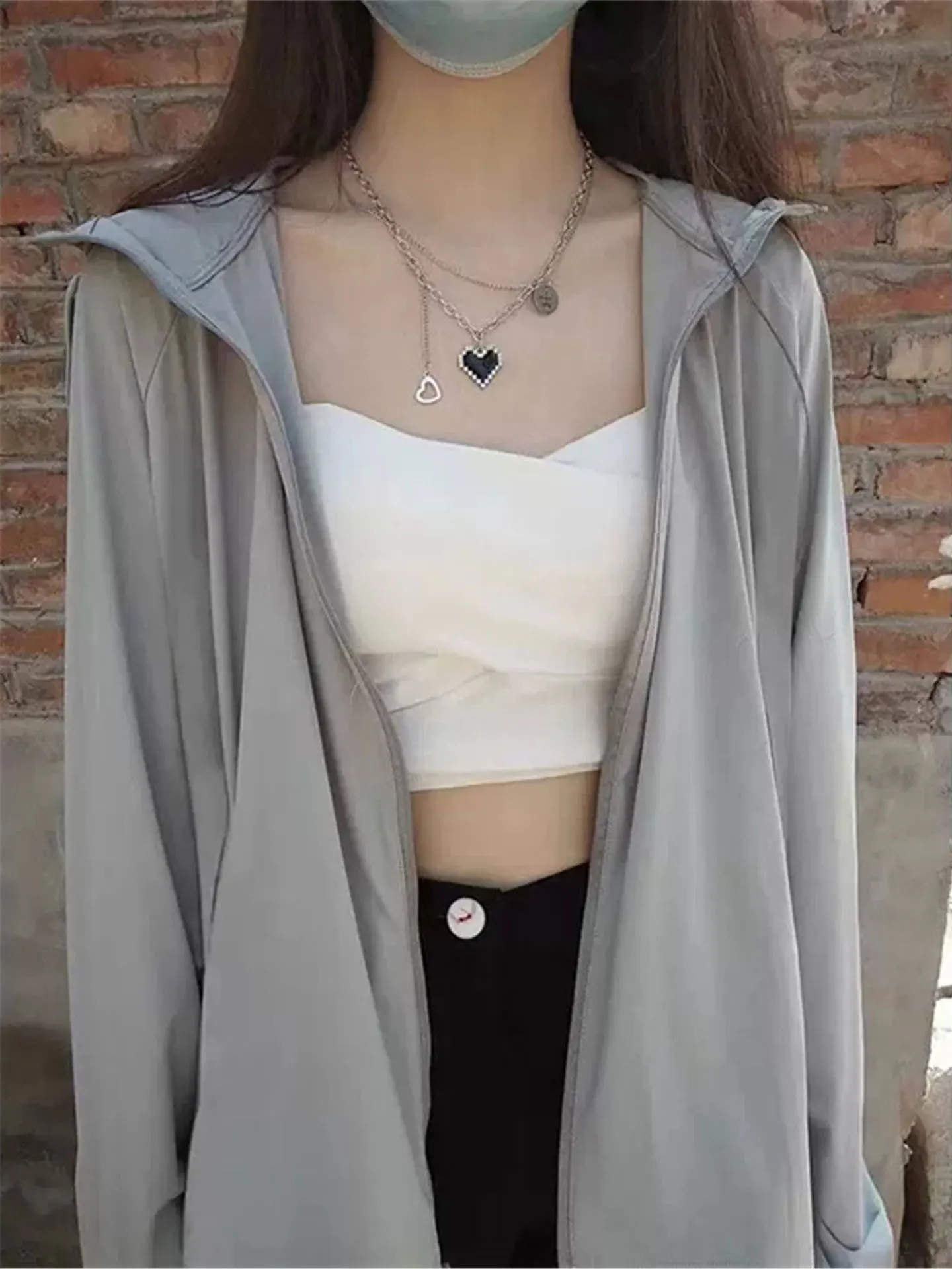 

2026 New Women's Ice Silk Open Cardigan Hooded Lightweight Summer Anti-Uv Loose Fit Sun Protection Clothing Travel Work Outdo...
