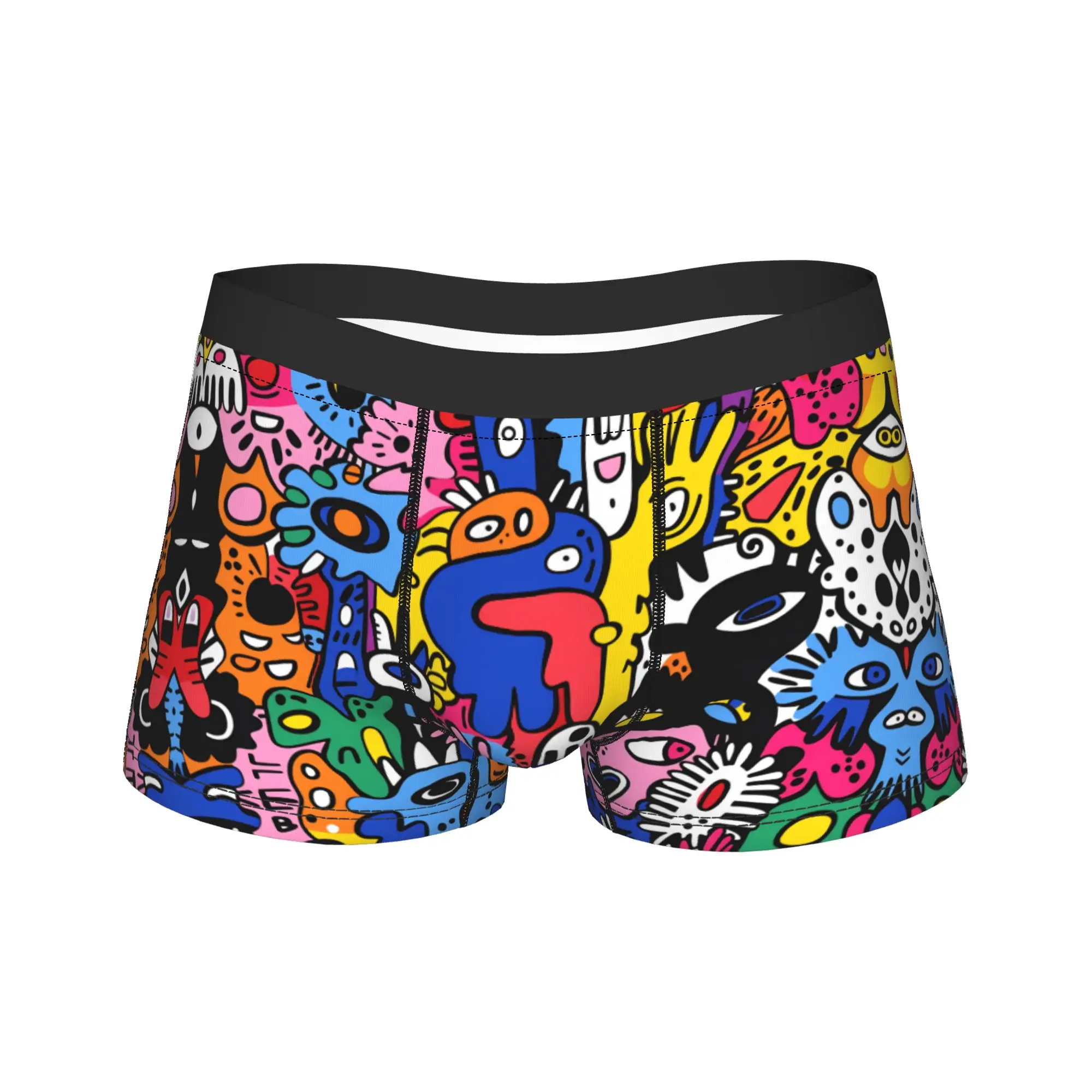 Abstract Cartoon Graffiti Underwear  Man Boxer Brief Breathable Boxer Shorts High Quality Custom Plus Size Underpants