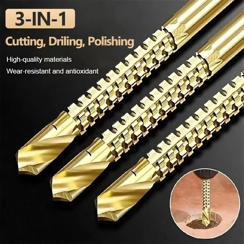 

HSS Twist Drill Bits Set Titanium Coated Drill Bit 3-8mm Serrated Grooving Spiral Jagged Saw Drill Bit Composite Drill Bits