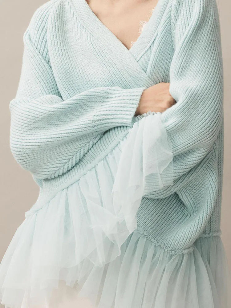 

Осень-зима 202, новые вязаные кардиганы с кружевным подолом, женские однотонные свободные теплые свитера, пальто, элегантное повседневное пальто для поездок на работу