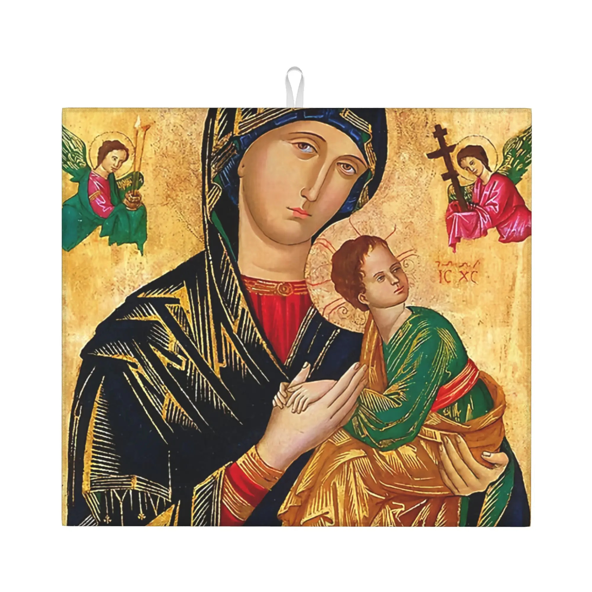 Our Lady of Perpetual Help Drying Mat For Kitchen Waterproof Roman Catholic Virgin Mary Bathroom Countertop Protector Mat