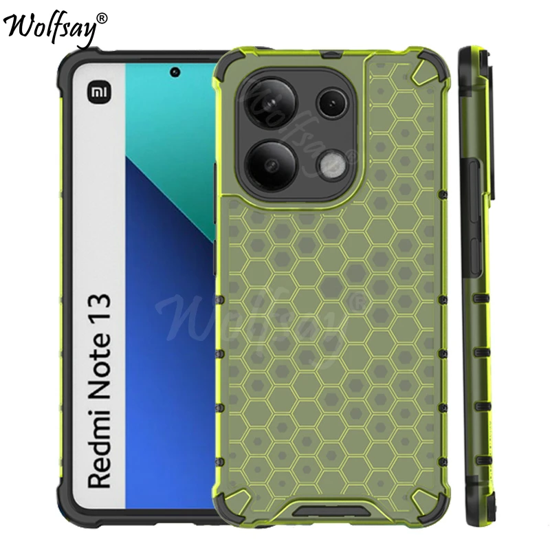 Shockproof Transparent Case For Redmi Note 13 4G Honeycomb Armor Back Case For Redmi Note 13 4G Case Cover For Redmi Note 13 4G