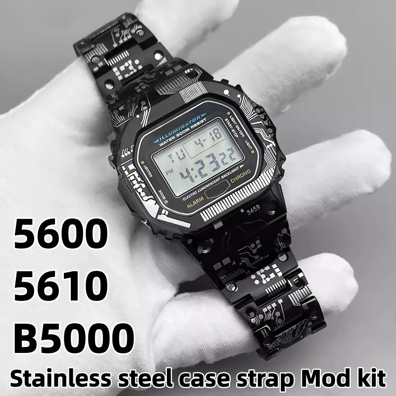 

Комплект из титанового металлического корпуса и браслета для Casio G-Shock DW5600 GMW5610 GMW-B5000, модификация с безелем из нержавеющей стали, комплект для модернизации для мужчин