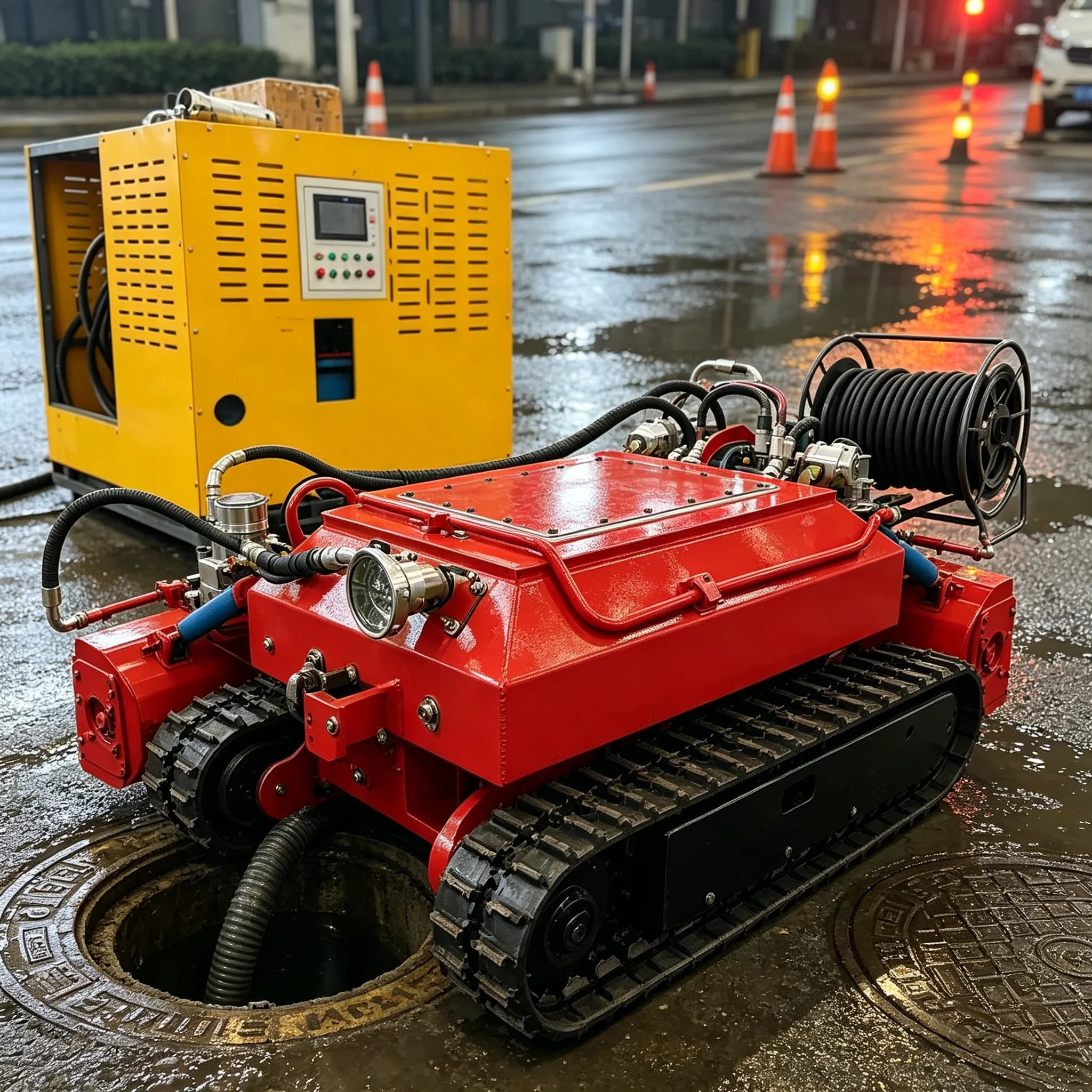 Sludge Cleaning Robot Rubber Tracked Submersible Remote Control for River Lake Pond Sewer Sediment Desilting Dredging Equipment