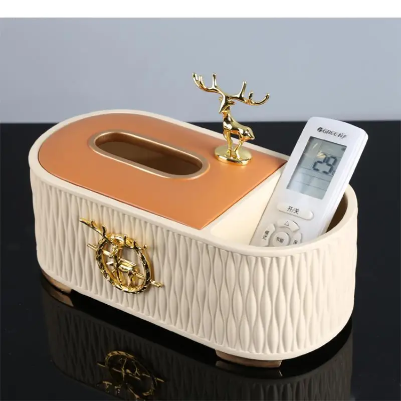 

Multifunctional Tissue Box Remote Control Storage Rectangular Resin Napkin Boxes Paper Desktop Organizer Home Ornament