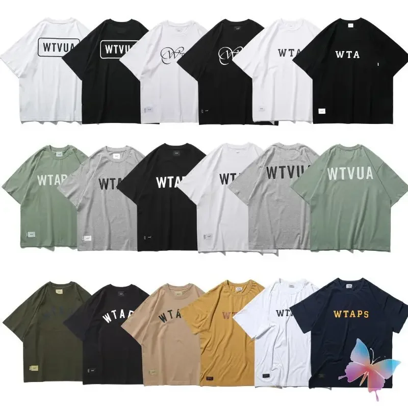 

Stock Japanese Street Wtaps T-shirt Collection Cotton Letter Printed Round Neck Short Sleeved Top Casual Loose Men Women Tshirts