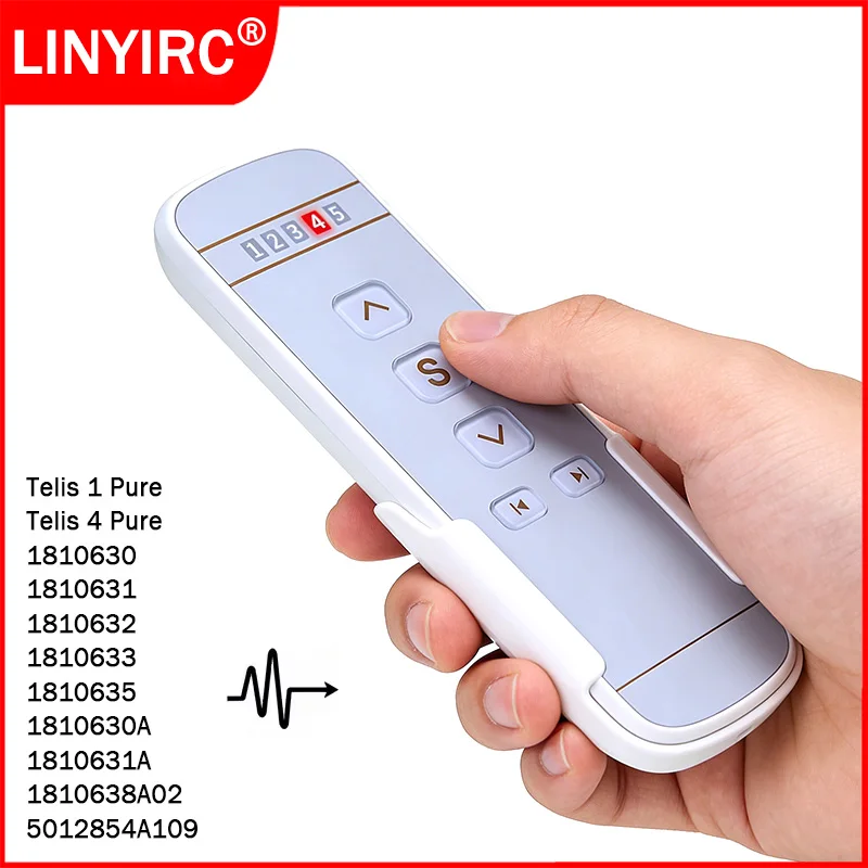 TELIS 1 4 PURE 1810633 1810632 1810632A 1810631 433.42MHz Curtain Remote Control 5 Channel Replacement Window Curtain Controller