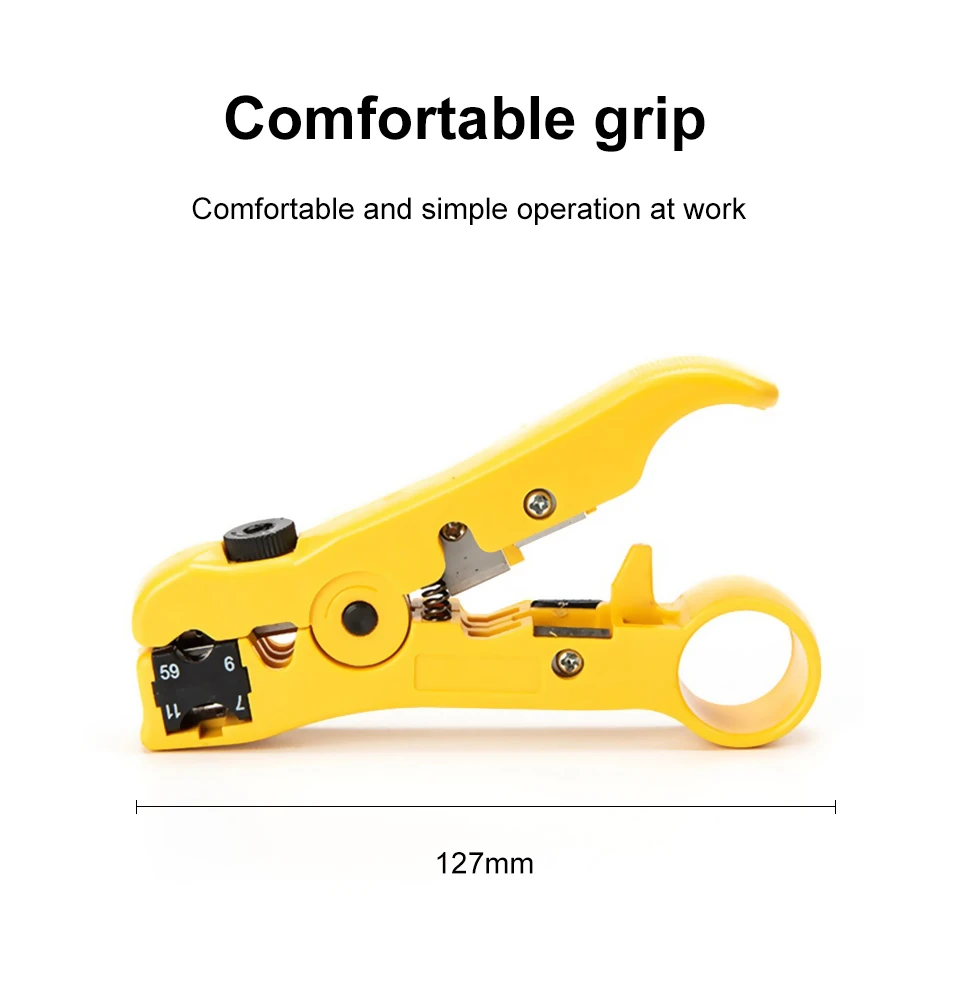 Flat or Round UTP Cat5 Cat6 Wire Coax Coaxial Stripping Tool Universal Cable Stripper Cutter Stripping Pliers Tool for Network