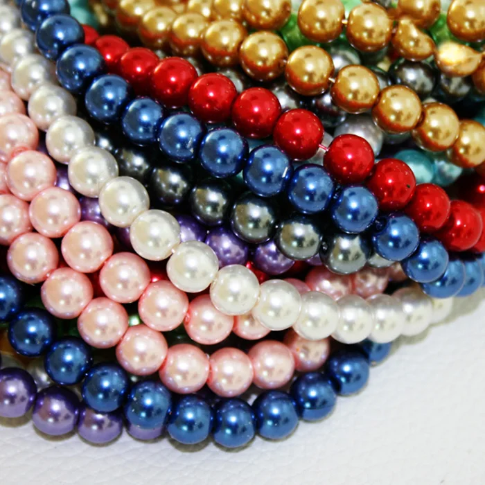 Commercio all\'ingrosso 4 6 8 10mm Perle di perle bianche avorio, Perline rotonde con sfera distanziatrice in vetro per la creazione di gioielli