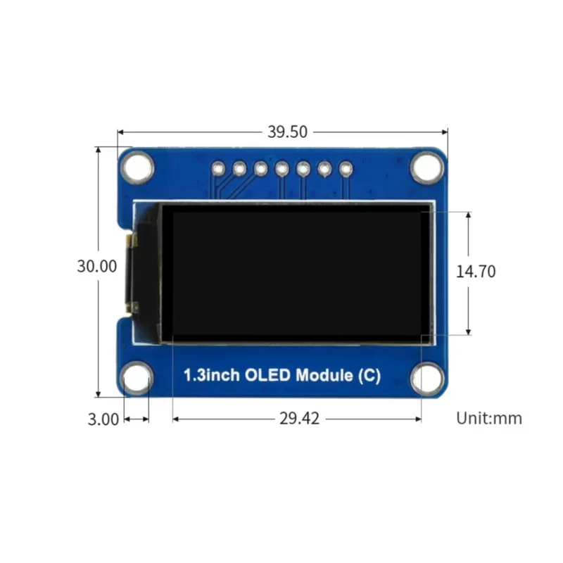 Module d'affichage OLED pour Raspberry Pi, 1.3 pouces, couleur d'affichage noir et blanc, résolution 64 × 128, interface éventuelles I/I2C, carte Ardu37