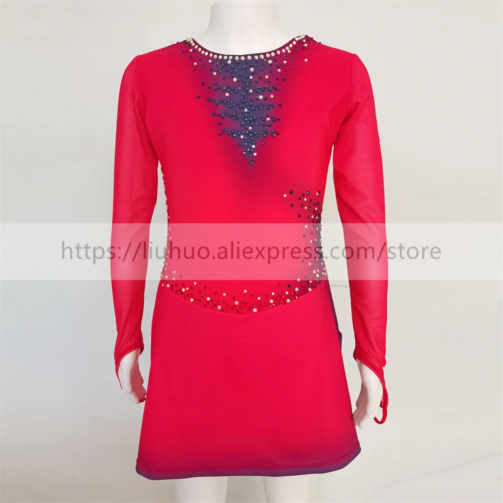 

LIUHUO Women Aldult Girl Customize Costume Gymnastics Performance Competition Leotard Ice Figure Skating Dress Dance Red Teens