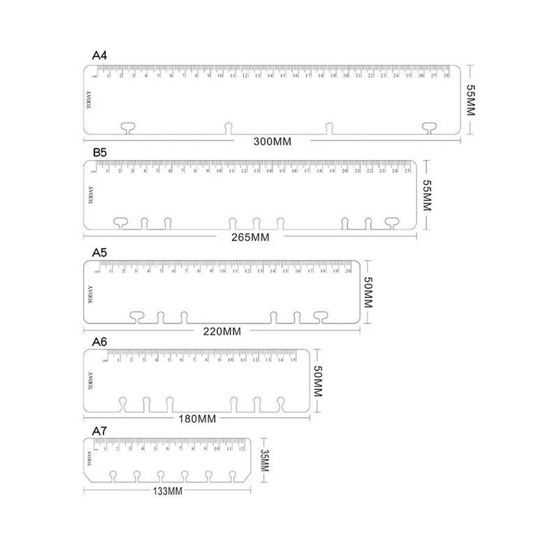 30PCS Black Gold Sandblast Plastic TODAY Ruler For Planner Lose Leaf Notebook a5 a6
