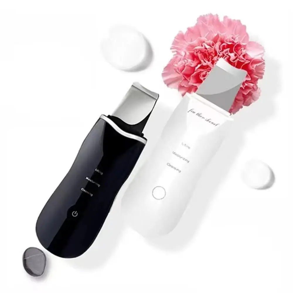Limpador ultrassônico, purificador facial, massageador iônico ems para peeling facial, microcorrentes de levantamento para espátula de cuidados com a pele
