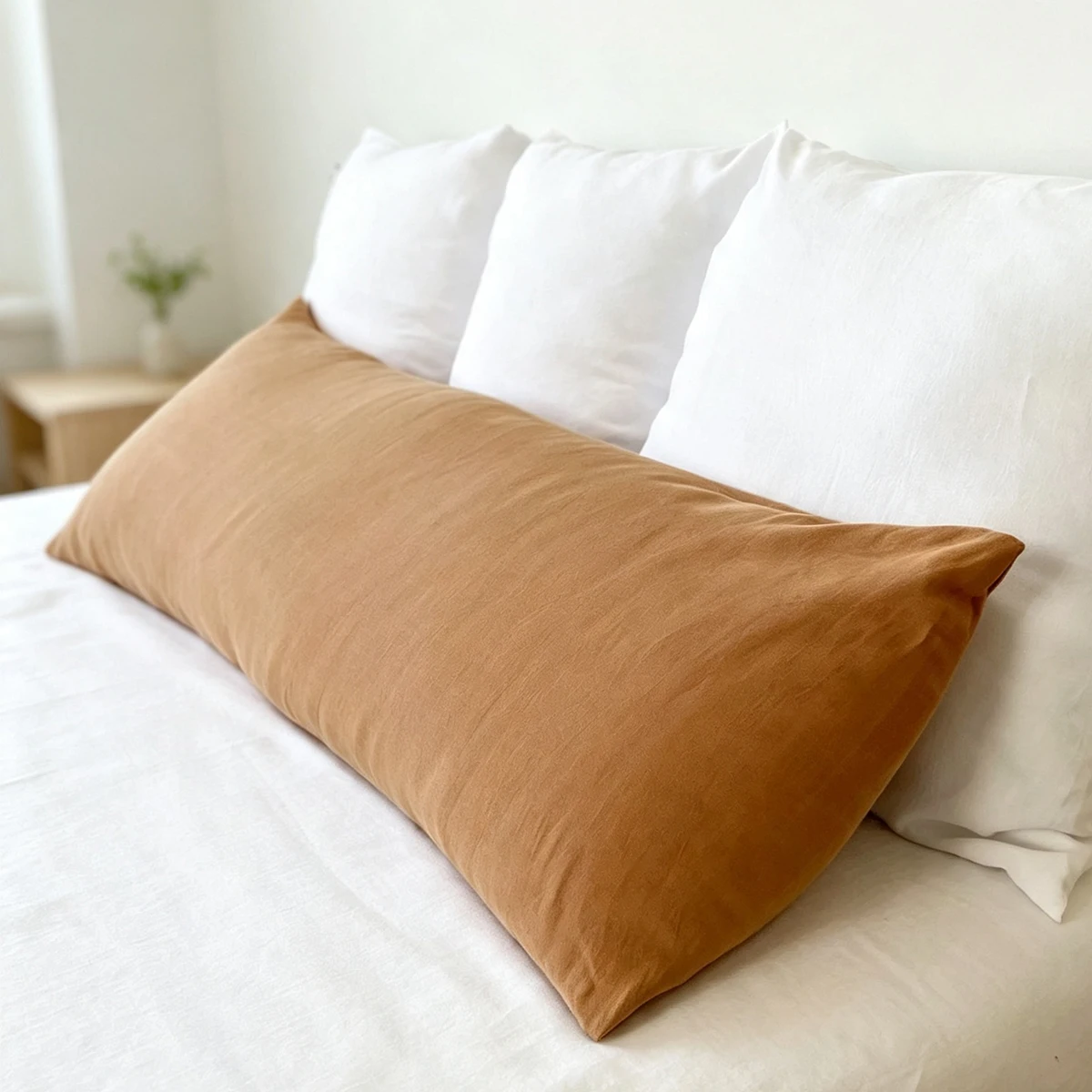 Simple Solid Color Long Pillowcase Winter Warm Single 100% Linen Pillow Cover Couple Sleeping Body Pillow Cases 120/150/180cm
