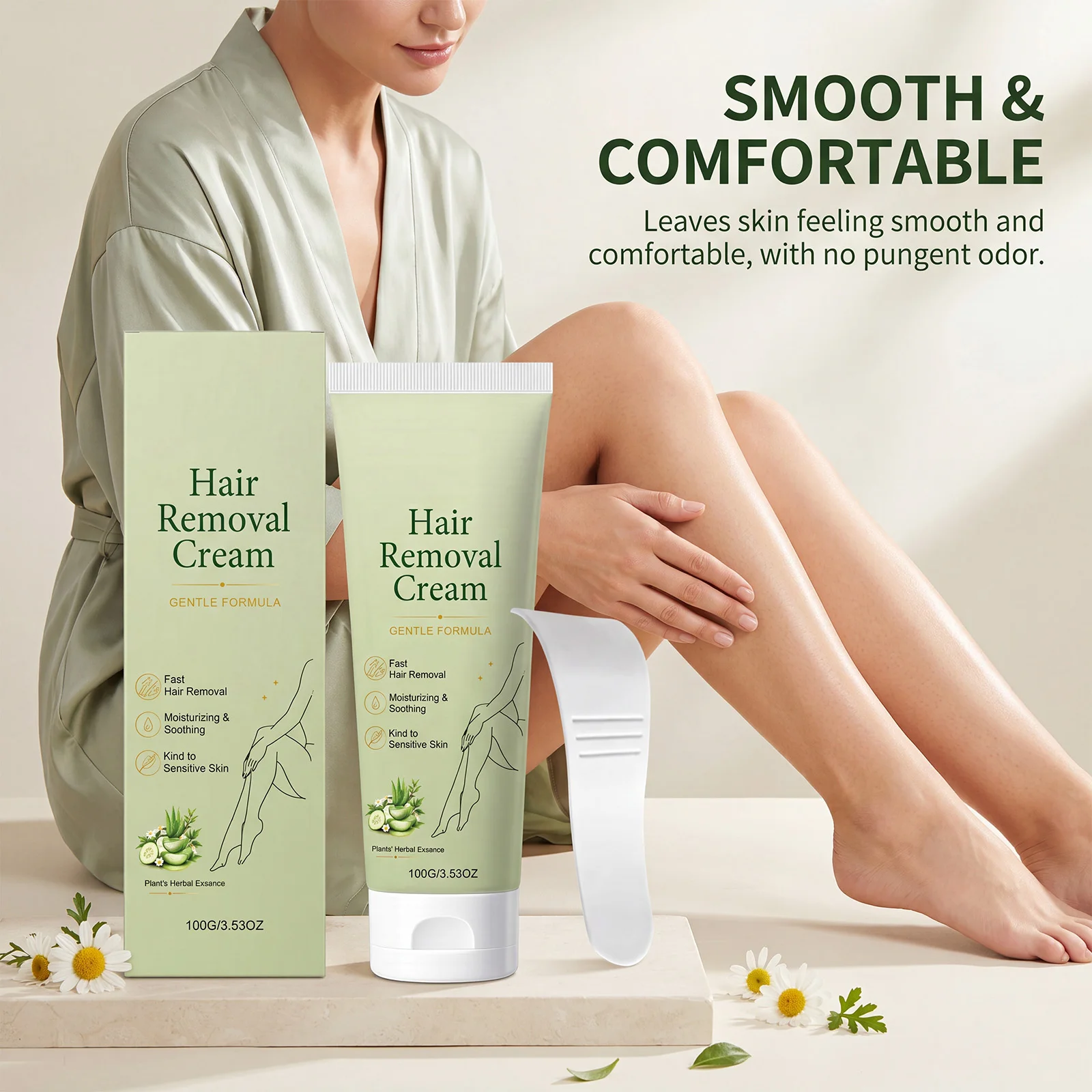 Gentle Hair Removal Cream Plant Herbal Extract Moisturizing Soothing Body Depilatory Cream For Sensitive Skin Body Hair