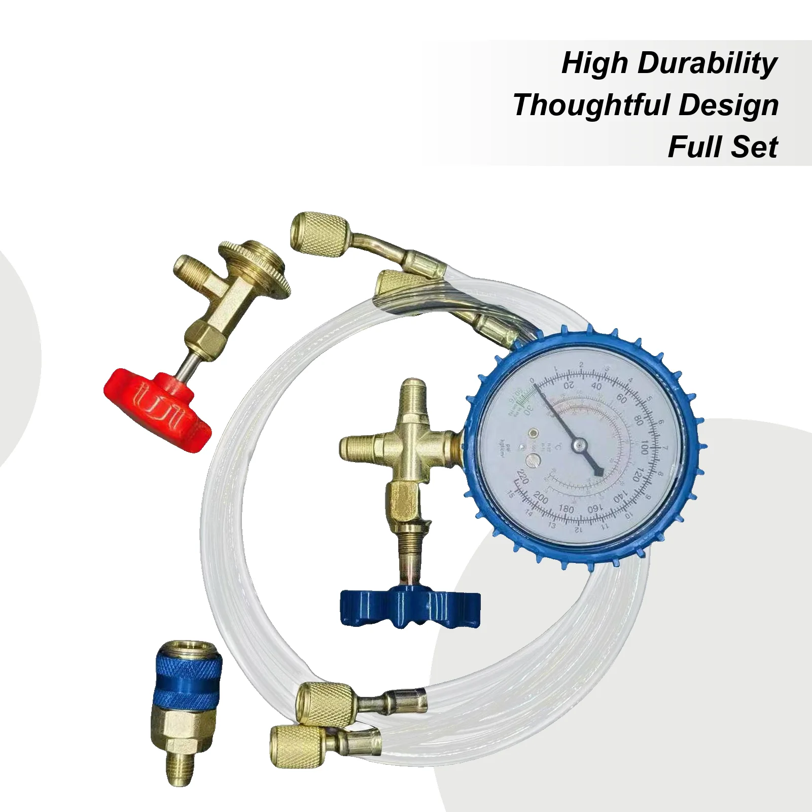 

R134a Автомобильный комплект для зарядки переменного тока, комплект для зарядки переменного тока, коллекторный шланг, набор быстроразъемных соединений для коммерческого автомобильного домашнего обслуживания