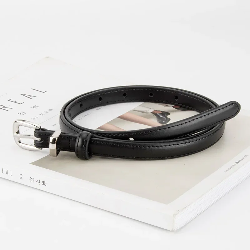 Genuine Leather Thin Belt Women Dress Accessory Elegant High End Cowhide Pin Buckle Ladies Belt Factory Stock New