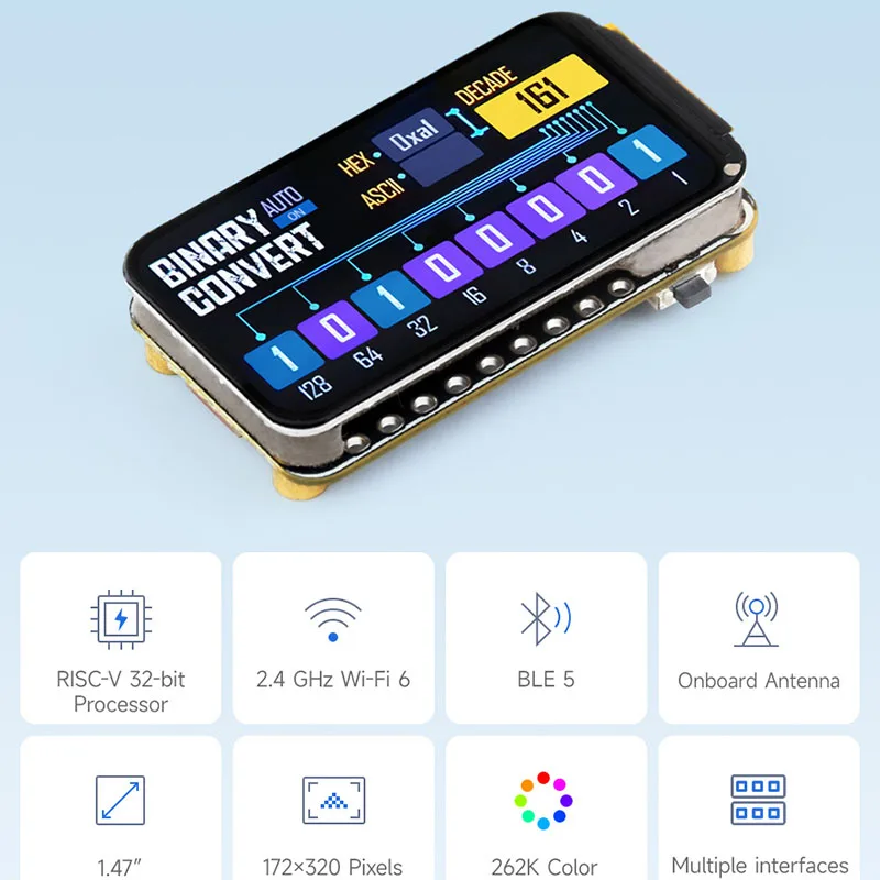 Waveshare ESP32-C6 1.47inch LCD Dev Board-172×320 262K Color,160MHz RISC-V,WiFi 6/BLE 5, LVGL GUI, Type-C, IoT Display Project