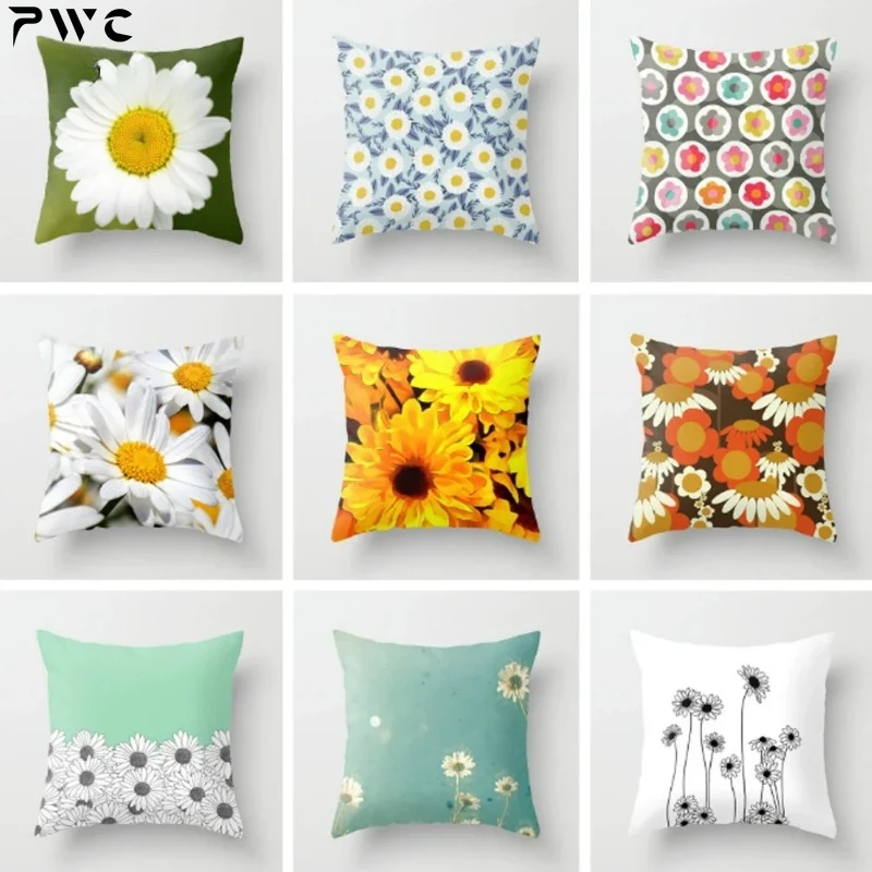 

Chrysanthemum Printed Polyester Pillow Case Modern Nordic Geometric Cushion Cover Decorative Throw Pillow for Home Sofa Chair