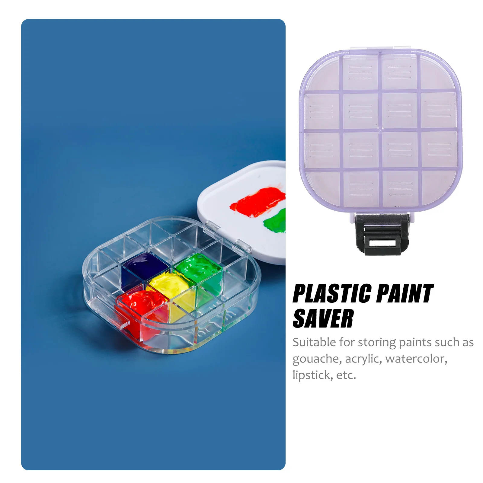 

2Pcs Watercolor Pigment Box 16-Grid Color Mixing Tray Practical Art Paint Holder for Artists Students Easy Clean Lightweight
