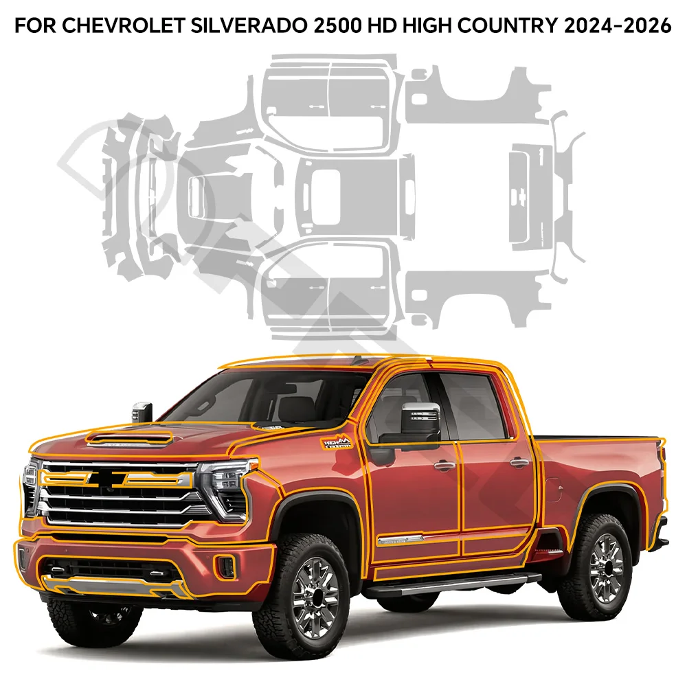 9Mil TPU Matte Clear PPF For Chevrolet Silverado 2500 HD High Country 2024-2026 Pre-cut Paint Protection Film Anti-Scratch Cover