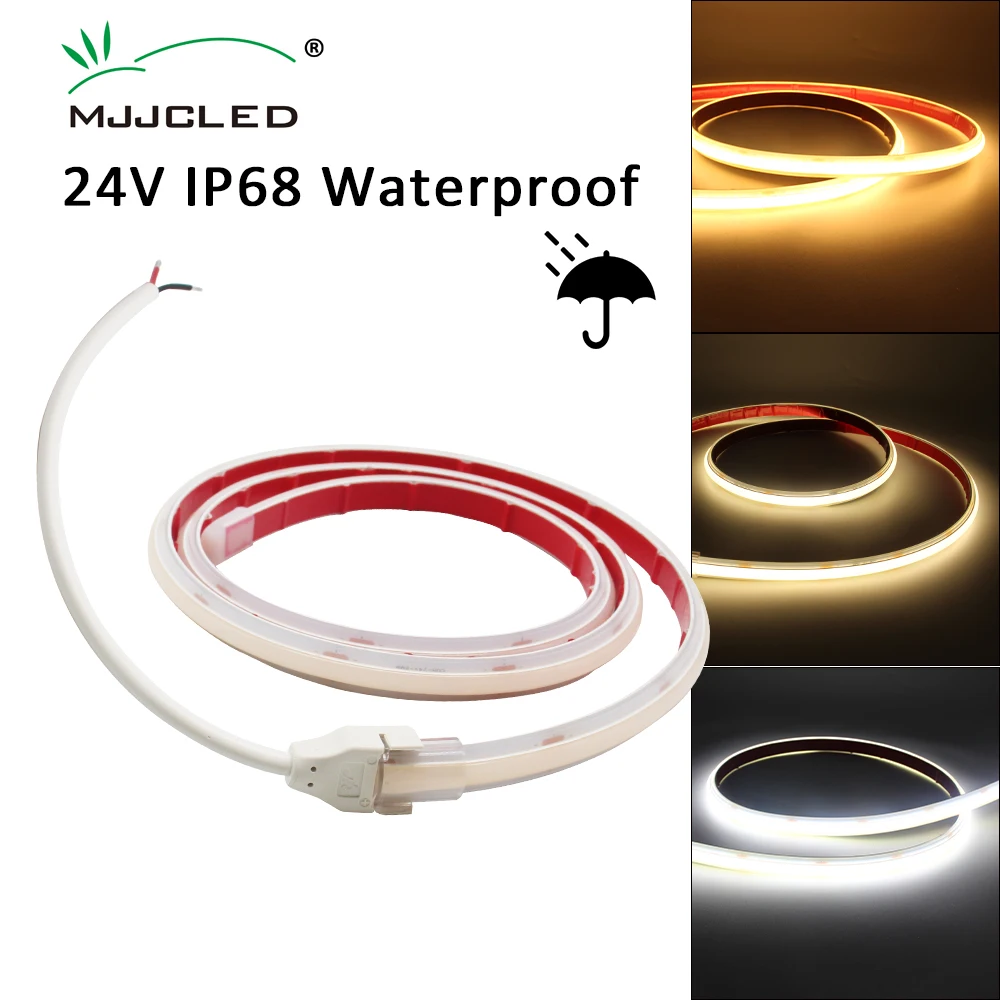 DC 24V COB LED Strip Light 312LEDs/m IP68 Waterproof Tape Lamp RA90 3000K 4000K 6000K Home Garden Decor Flex Ribbon 1M 5M 10M