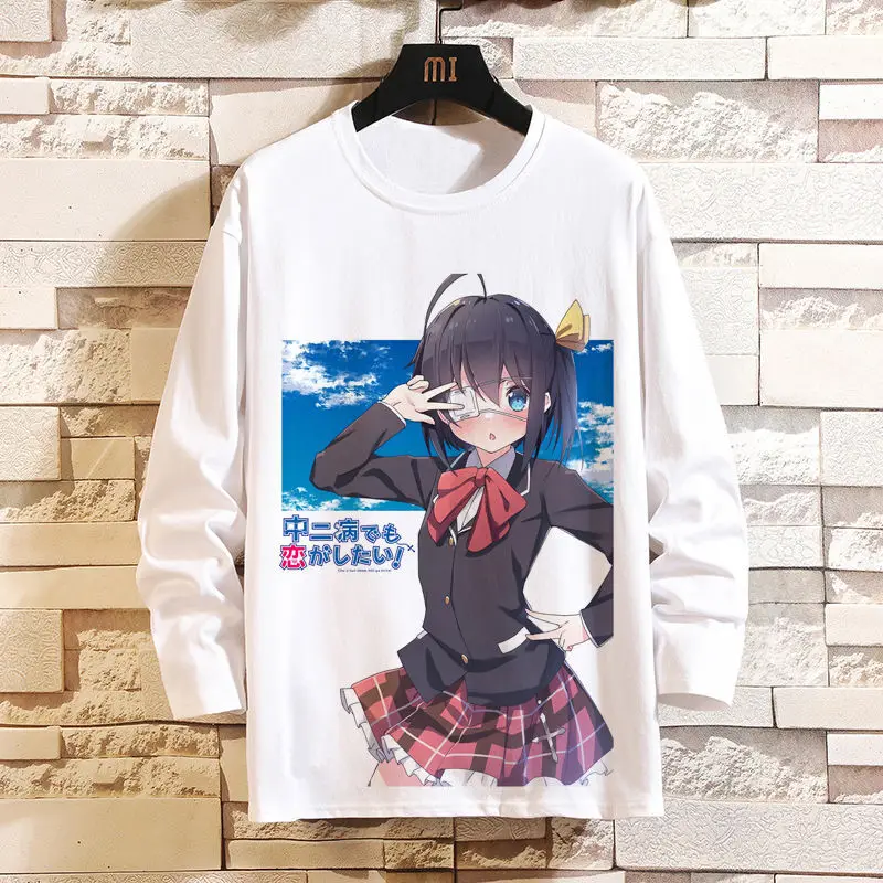 เกมอนิเมะชูนิบิวยังต้องตกหลุมรักผู้ชายและผู้หญิงเสื้อยืดแขนยาวนกน้อยทัวร์ริกก้าอุปกรณ์ต่อพ่วงสองมิติ