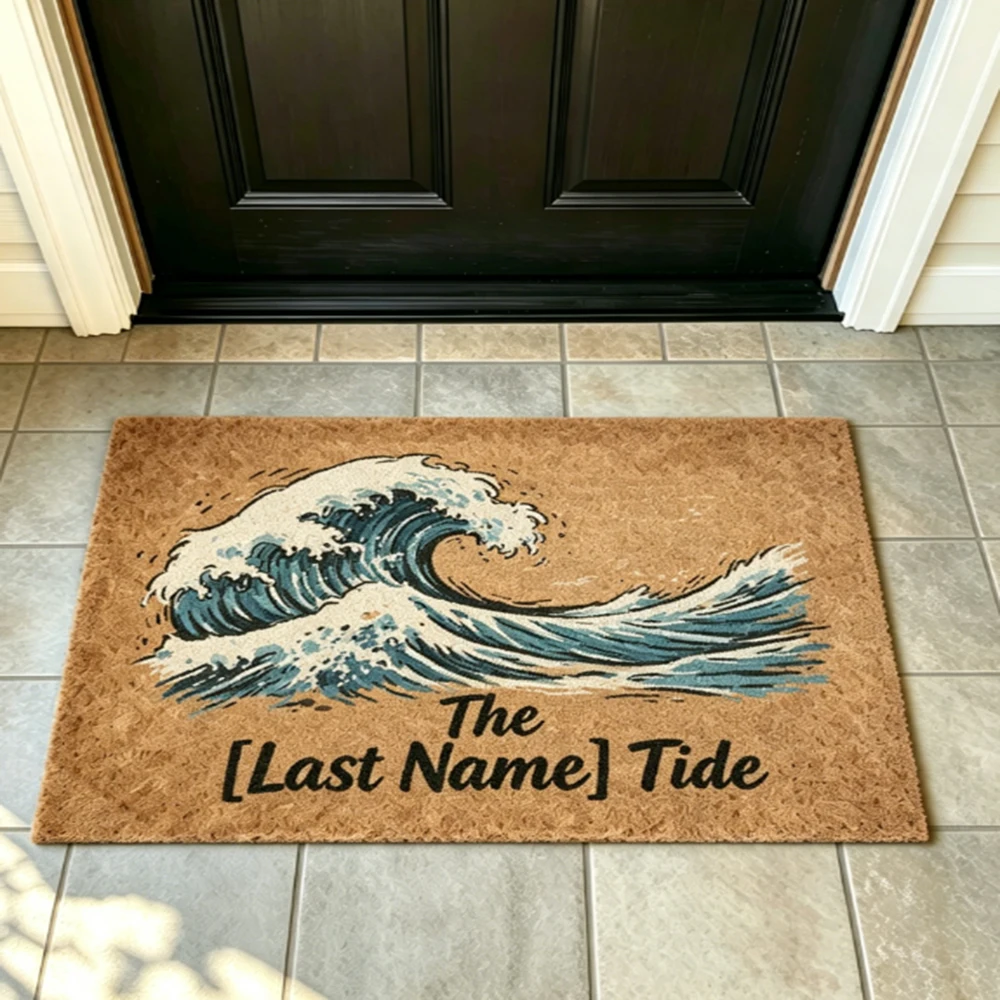

Custom Last Name Doormat Durable Home Entrance Mat Entryway Decor Wave Element Printed Mat Home Gift For Friends Family Rug