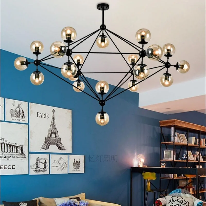 American Designer Roll&Hill Beans Glass Chandelier Industrial Retro Loft Living Room Bedroom Cafe Decor Indoor Lighting Fixtures