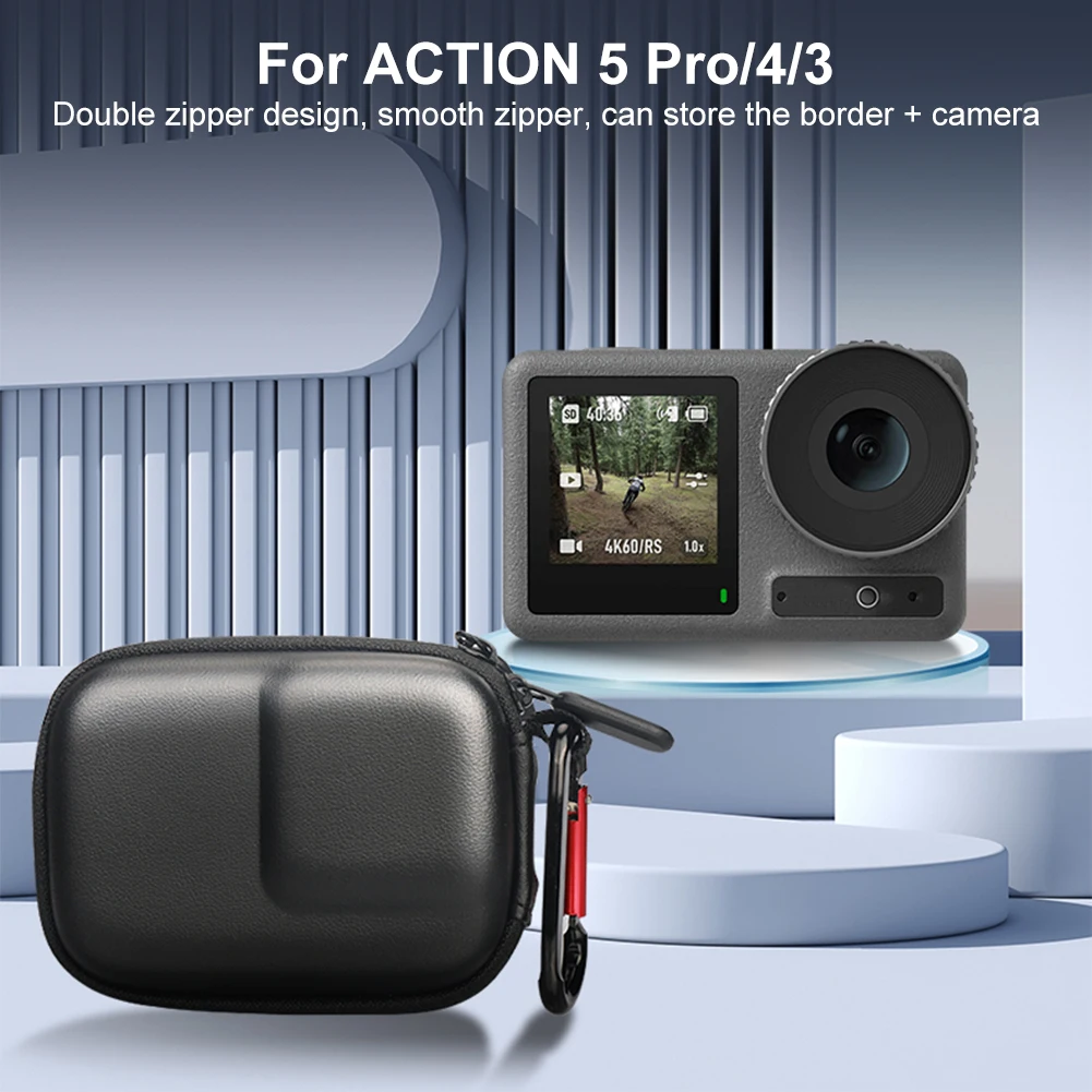 Bolsa de almacenamiento portátil para DJI OSMO Action 5 Pro/4/3, Estuche De Viaje con doble cremallera y mosquetón, Mini estuche de transporte, accesorio
