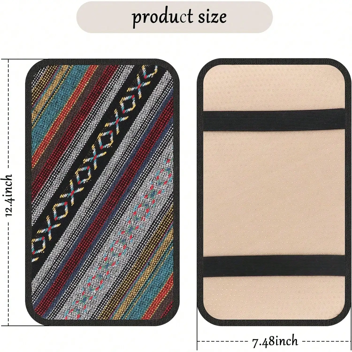 Boho Car Center Console Armrest Cover, Comfort Support Universal Fit For Car Truck SUV Interior Decor