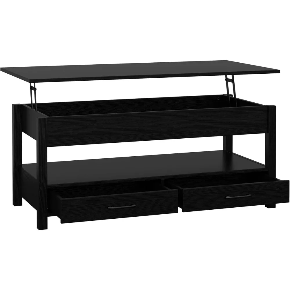 

Modern Coffee Table Lift Top Coffee Table with Drawers and Hidden Compartment, Tea Table with Wooden Lift Tabletop, for L