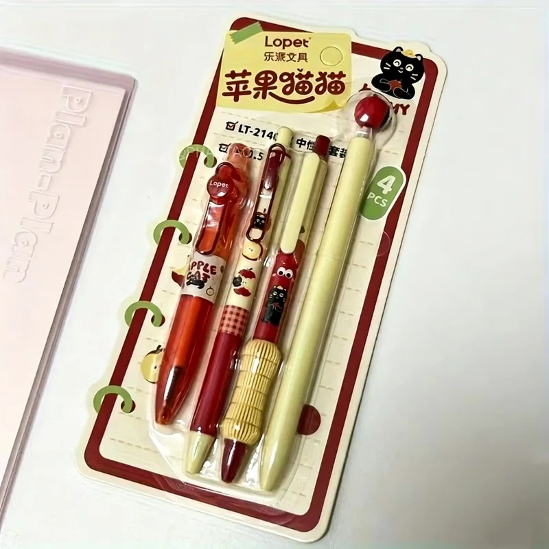 

4 шт., гелевая ручка Creaive Love Heart, щенок, кролик, кошка, медведь, ручка для письма, черная ручка 0,5 мм, офисные принадлежности