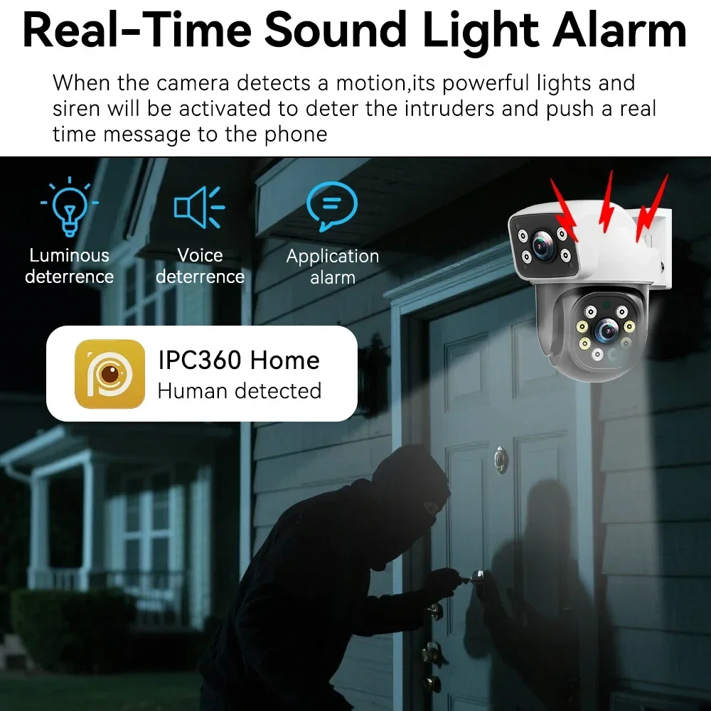 PEGATAH 4MP WIFI  Security Protection Outdoor Surveillance Camera Dual Lens 10X Zoom Human Detection Night Vision Smart Home Cam