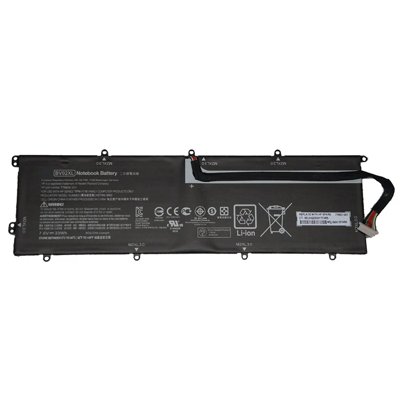 

7.6V 33Wh/4342mAh BV02XL Laptop Battery for HP Envy X2 Detachable 13 Series TPN-I116 HSTNN-IB6Q 775624-121 775624-1C1 776621-001